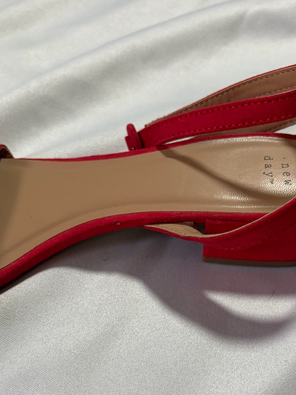 a new day Red Suede Ankle-Strap Low Block Heel Sandals - Picture 4 of 5